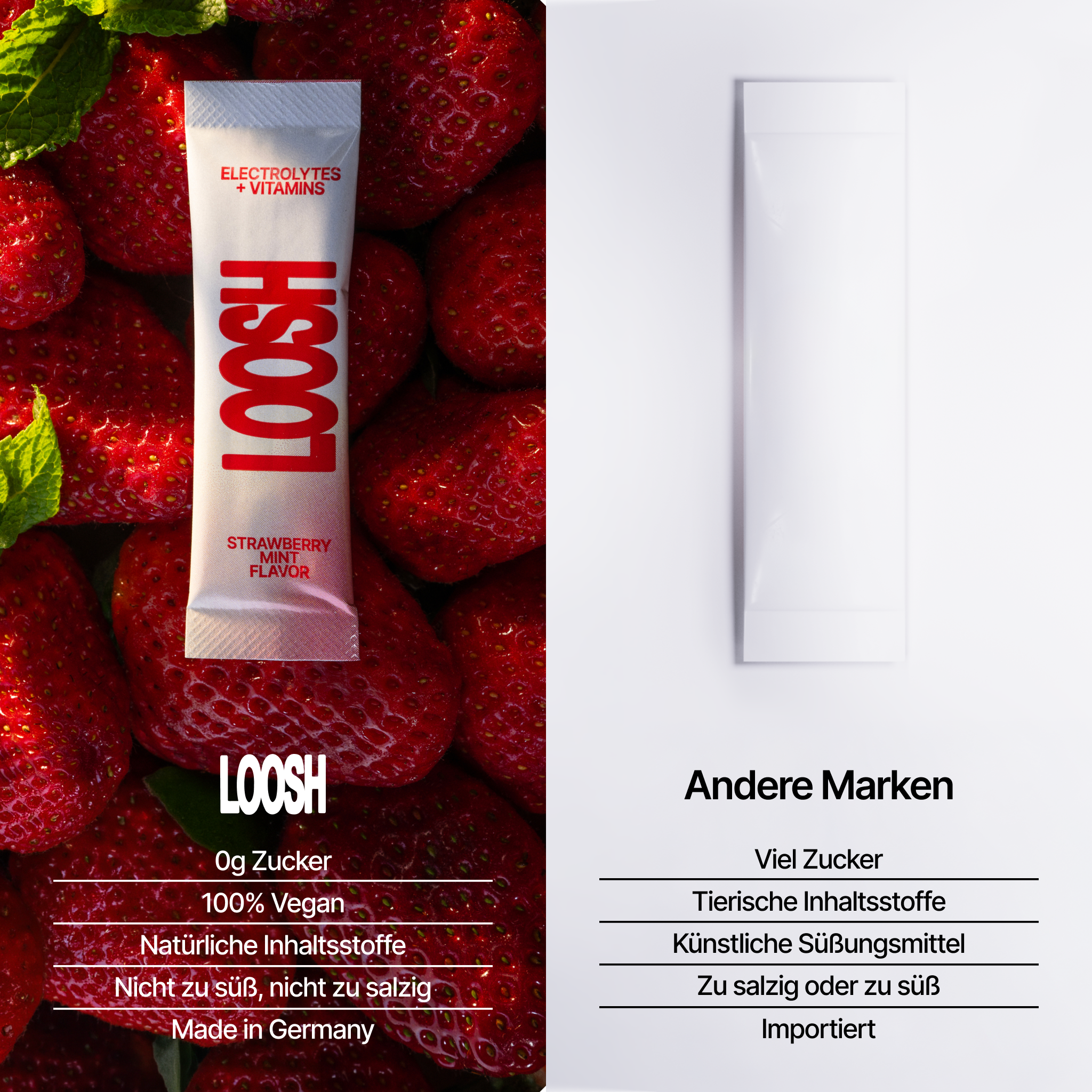 LOOSH Elektrolyte Berry 30 Pack Nährwerte und Zutaten