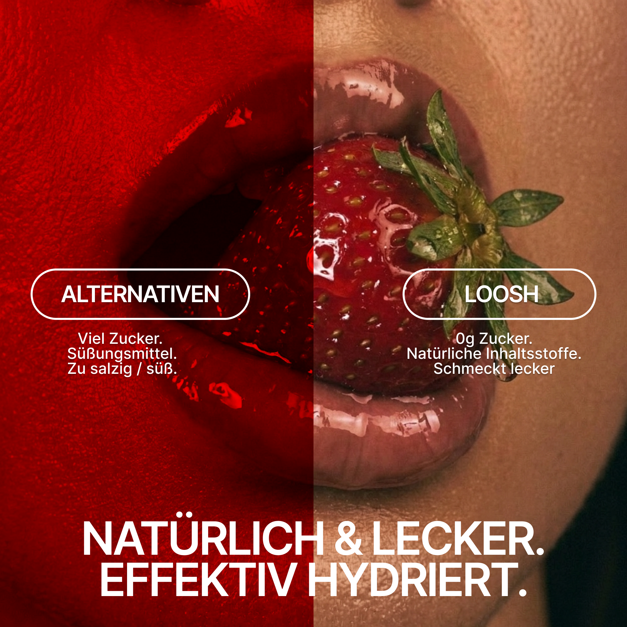 LOOSH Berry Elektrolyte Pulver Sticks einzeln ausgelegt