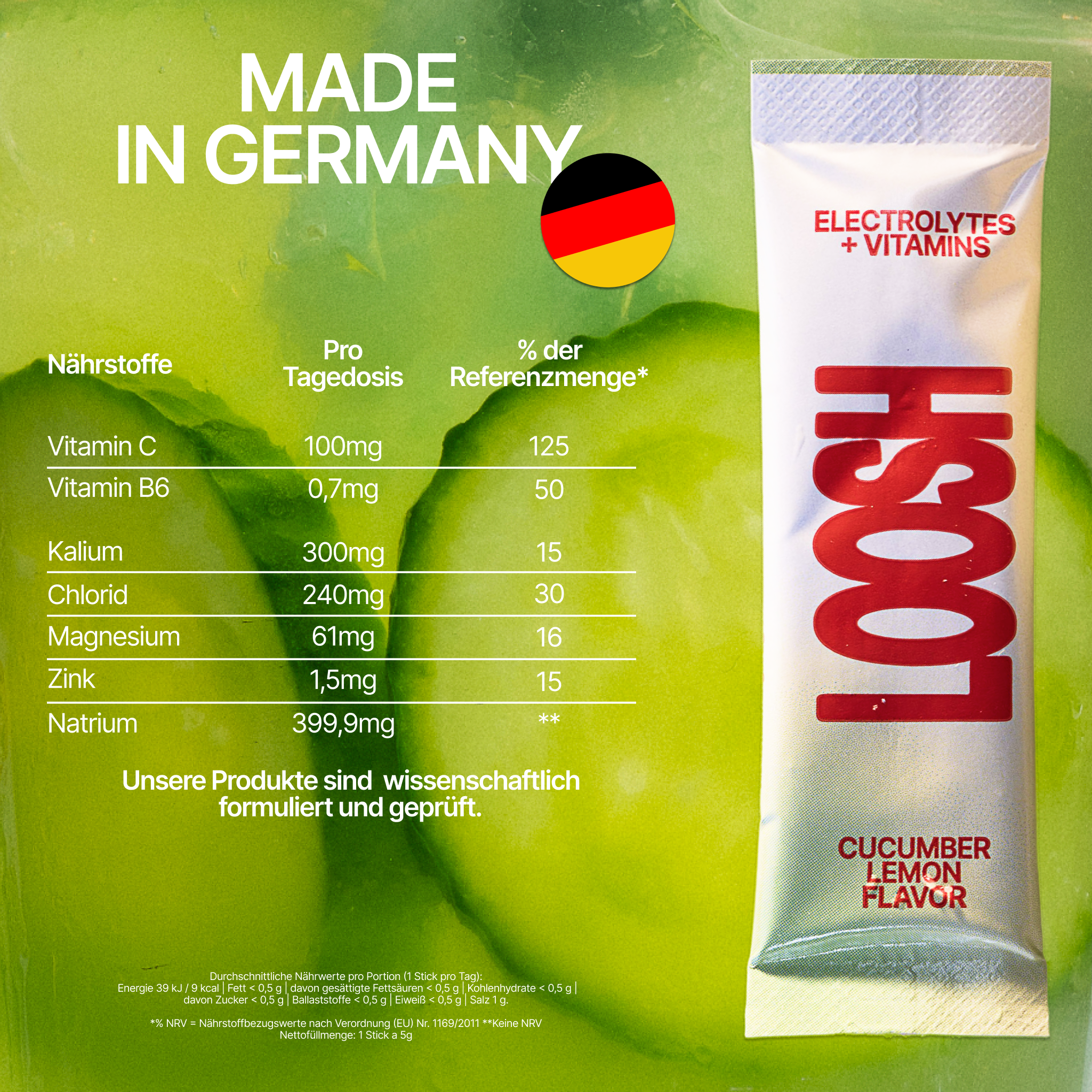 LOOSH Fresh Elektrolyte Stick einzeln – Anwendung Hydration