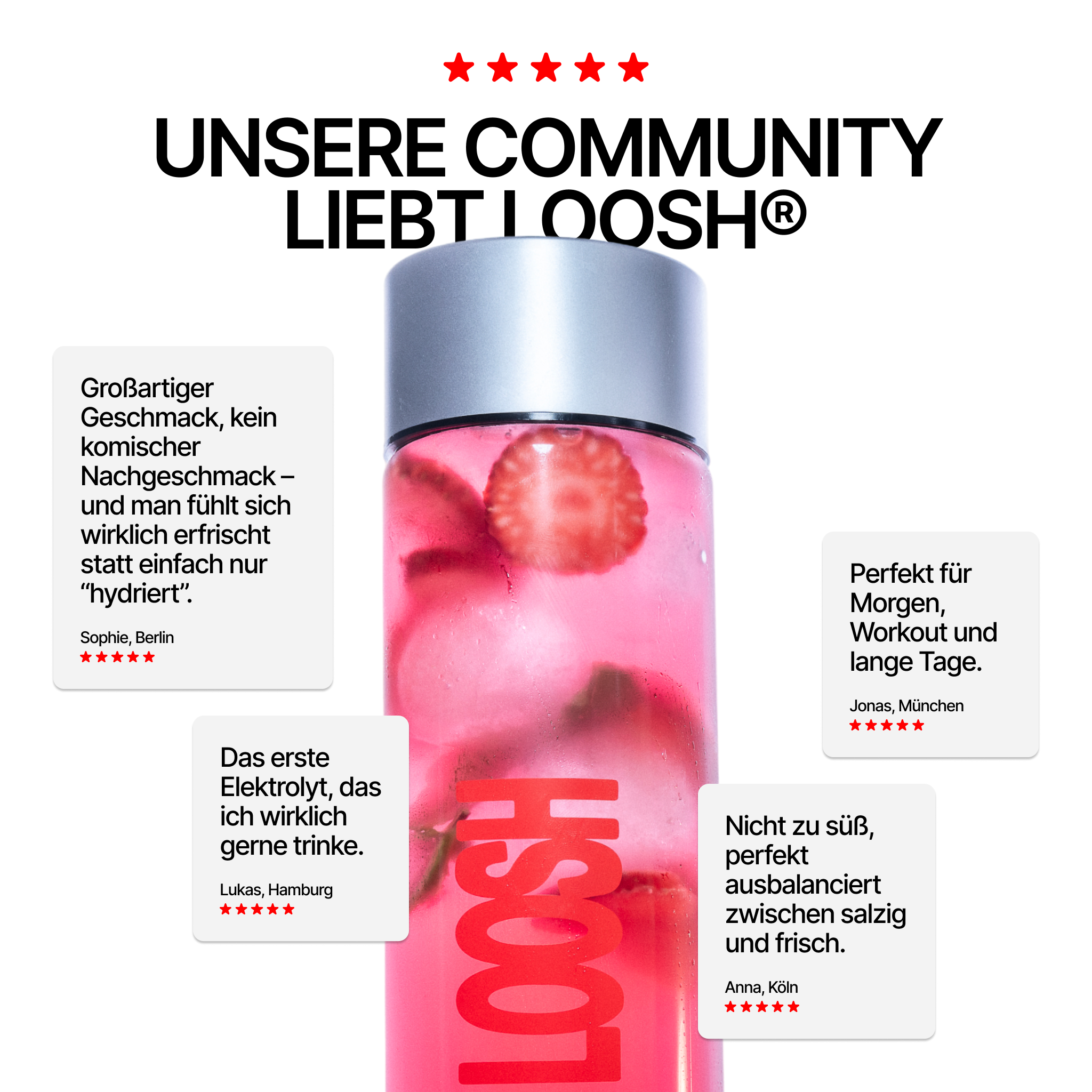 LOOSH Berry Elektrolyte Einzelstick zuckerfrei Beerengeschmack